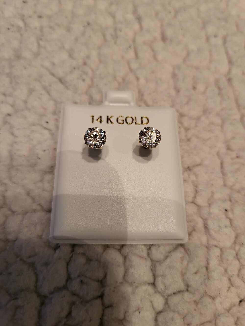 Solid 14k Yellow Gold Moissanite Round Stud Earrings Martini Setting 6mm 1.5 ctw - Picture 4 of 13